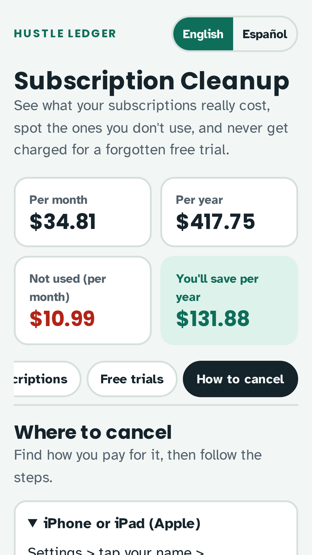 Step-by-step guides for cancelling subscriptions