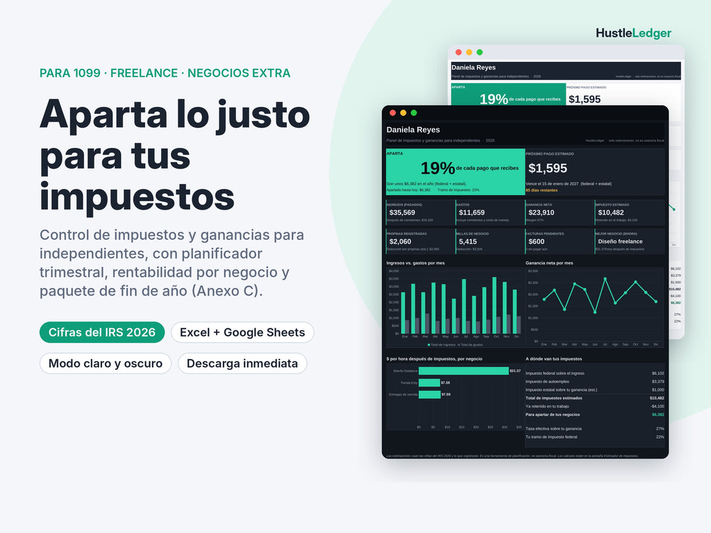 HustleLedger Control de Impuestos para Independientes 2026 (Español)