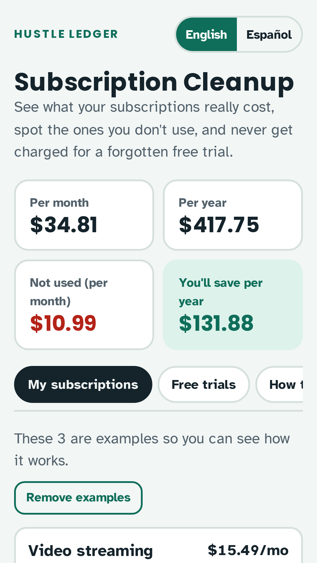 Subscription totals per month and per year
